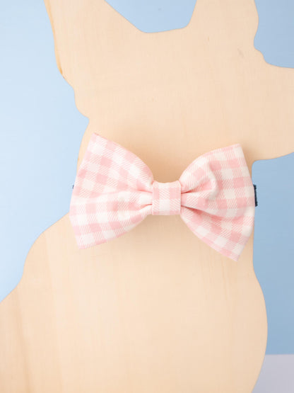 Strawberry Pink Gingham Pet Bow Tie