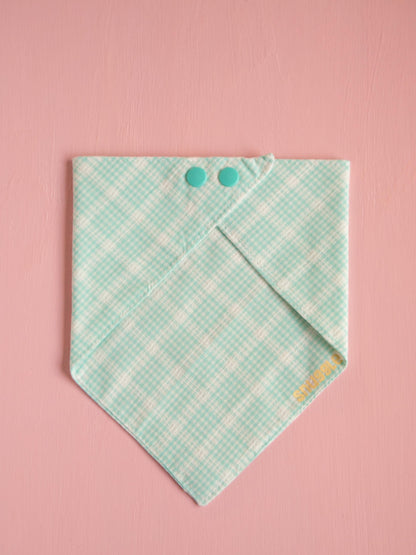 Mint Green Plaid Snap Bandana